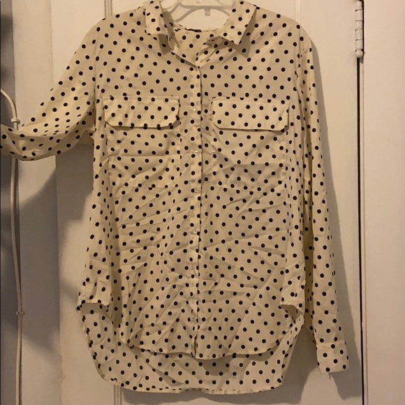 Polka Dot Button Down Long Sleeve Blouse - Picture 1 of 6